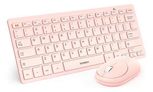 Teclado Y Ratón Inalámbricos Rosa, Combo De Teclado Y...