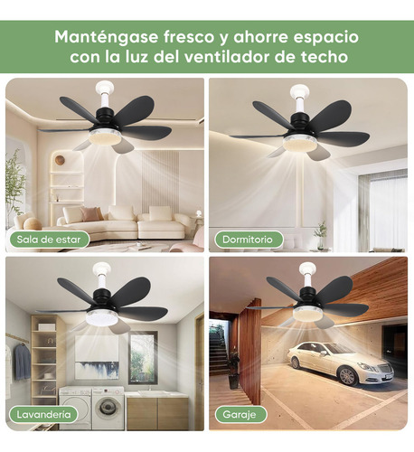 Foco Con Ventilador 40w Lampara Ventilador 52cm Lámpara De Techo Led Con Pantalla De Cristal Y Mando A Distancia, Incluye Base De Ventilador Y Cable Alargador