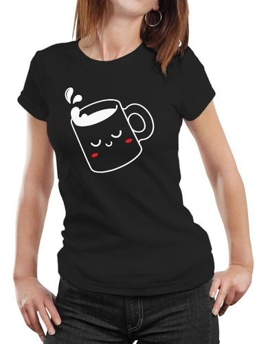 Polera Mujer Taza De Café Cute Coffee Algodón Orgánico Scl6