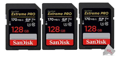 3x Extreme Pro Tarjeta Memoria Sdxc Uhs-i U3 V30 Clase 10 Gb