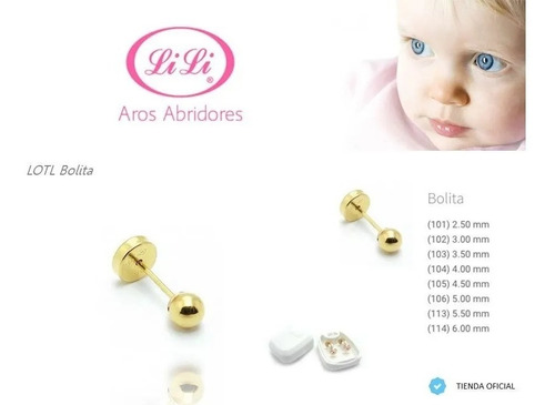Aro Abridor Lili Oro 18k Bolita 4mm Li-104 - Envio Gratis