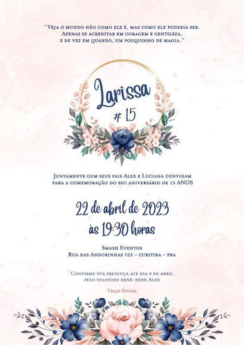 Convite Casamento 15 Anos Aniversário Digital Para Imprimir