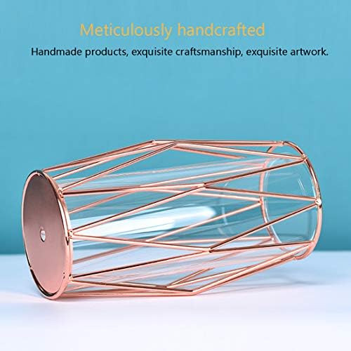 Florero De Cristal Geométrico, Soporte De Metal, Macetero Tr