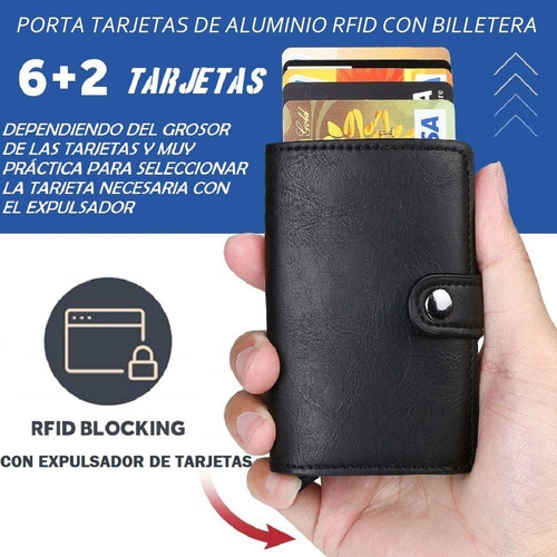 Porta Tarjetero Billetera Aluminio S.cuero Rfid Villa Crespo