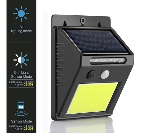 Imagen 2 de 9 de Aplique Reflector Led Panel Solar Sensor Movimiento 48 Leds
