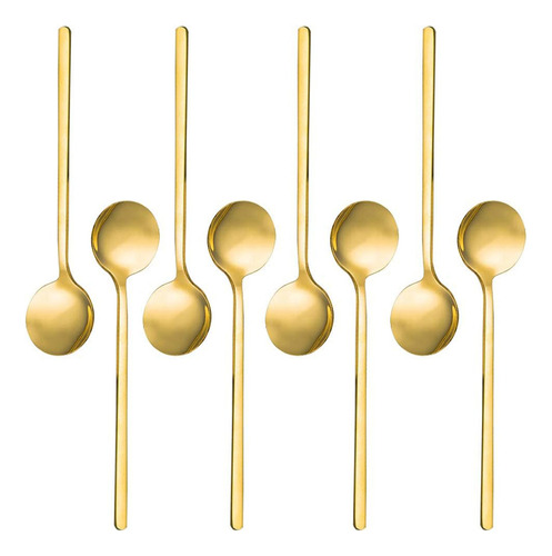 8 Cucharas De Espresso Chapadas En Oro Para Café Y Postres,