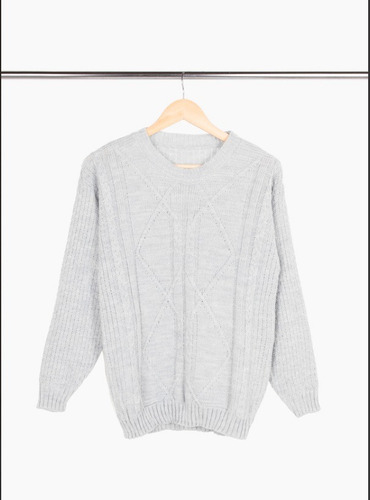 Sweater Nano Acrílico Trenzas Y Rombos Cruzados #n011