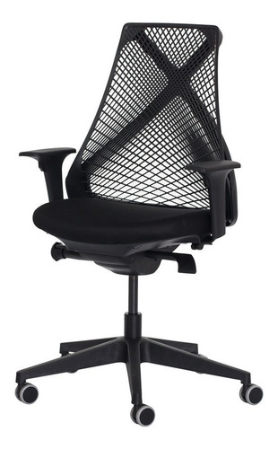 Imagem 1 de 5 de Cadeira Ergonômica Escritório Grid Diretor Preta Giratória