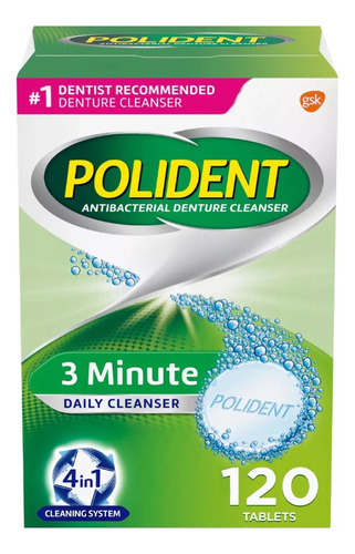 Polident Limpiador Antibacterial Para Dentadura 120 Tabletas