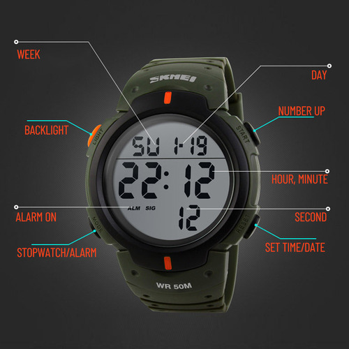 Reloj Digital Para Hombre Con Cronómetro Y Alarma