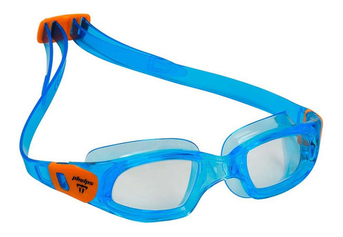 Gafas de natación para niños Phelps Tiburon, color turquesa y naranja
