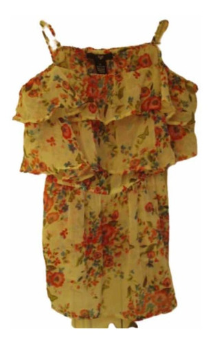 Remera Zara Volados Y Breteles Ajustables Ts 100% Poliester