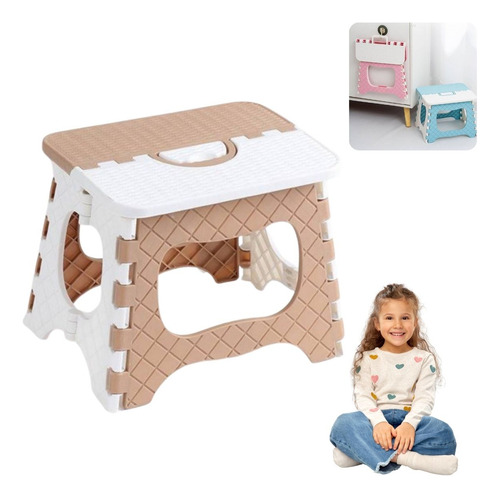 Banqueta Dobrável Infantil Portátil Leve 20cm Cor Sortida