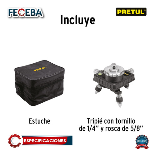 Nivel Láser Verde Recargable 12 Líneas, Pretul 29005