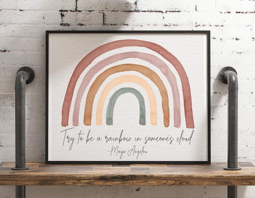 Cita De Maya Angelou Be A Rainbow Arte De Pared En Acuarel
