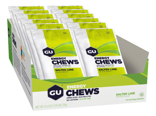 Gomita Running Gu Energy Chews Salted Lime Caja 12pz Guchews