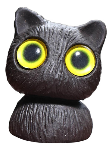 Estatua De Gato En Miniatura, Obra De Arte Ojos Amarillos