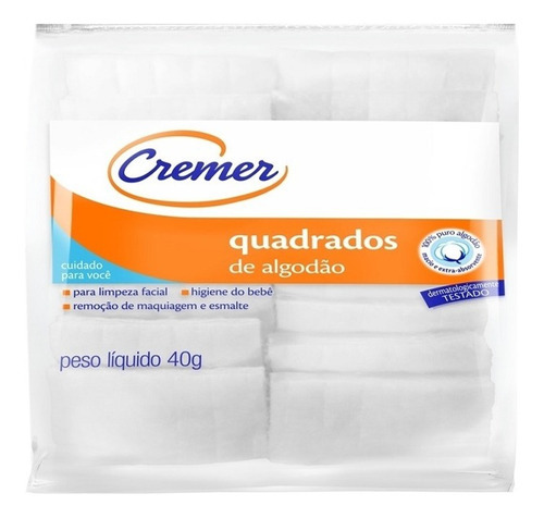 Kit 36 Pacotes Algodão Quadrado Estética E Bebê Cremer 40gr