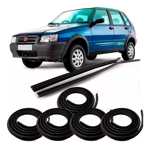 Kit Borracha Mala Portas E Pingadeira Fiat Uno 4 Pts