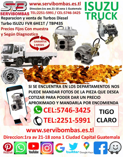 Turbo Isuzu Fvr 6he1t / Tbp435 Diesel Guatemala