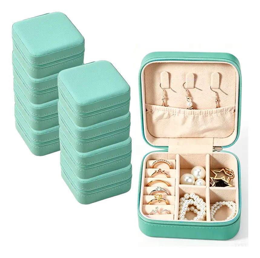 JRFF&GWKY Pack 8 Joyeros Mini de Viaje PU Anillos Collares y Aretes