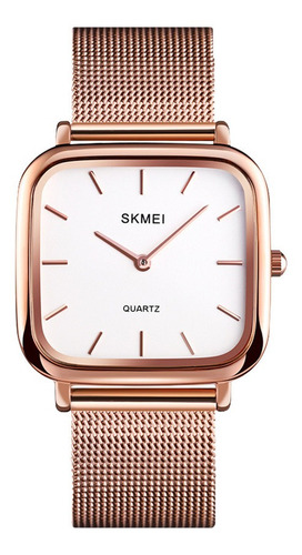 Reloj Mujer Skmei 1555 Acero Minimalista Elegante Clasico Color de la malla Dorado/Rosa Color del fondo Blanco