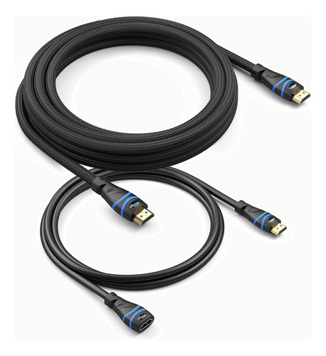 4k Cable Trenzado Hdmi 25 Pie Extension 3 Negro 60hz