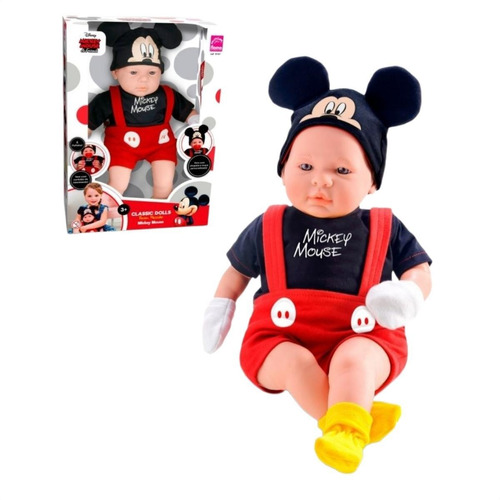 Boneca Mickey C/ Pijama Certidão De Nascimento Chupeta Roma