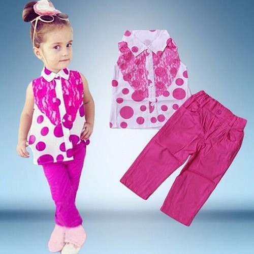Conjunto Social Infantil Calça + Blusa Bolinha Rosa