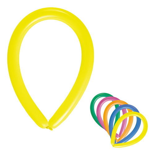 Balão Stick Ball Canudo Diversas Cores 50 Unid Art Latex Cor Amarelo