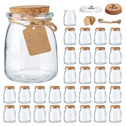 Mini Yogurt Jars 30 Pack, 7 Oz Glass Favor Jars With Co...