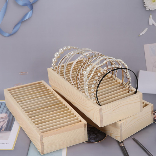 Imagen 8 de 12 de 3x Wood Headband Holder Scrunchie Bracelets Organizer Rack