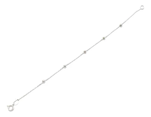 Pulsera Plata 925 Bolitas 3mm Delicada