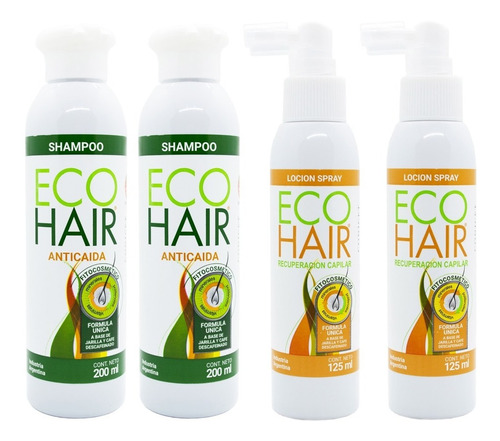 Eco Hair 2 Shampoo + 2 Loción Tratamiento Anticaída Cabello