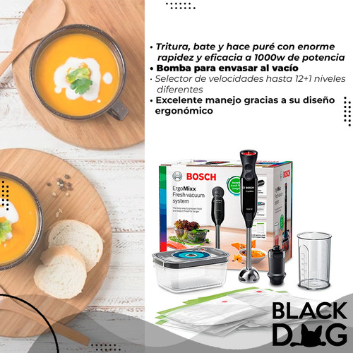 Mixer Bosch Ms6cb61v1 Negro 1000w Envasa Al Vacío