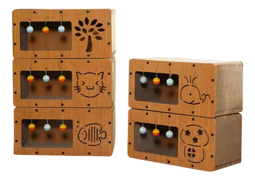 Arranhador Retângular Casa Pet Dois Níveis Com Bolinhas.