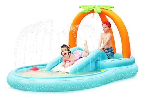 Evajoy - Piscina Infantil Inflable Con Tobogan, Rociadores D