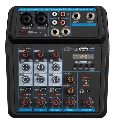 Consola Sound Xterme 4 Ch Interface Grabacion A Pc Bt 48v Eq