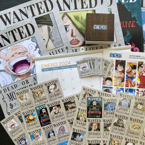 Combo Fan One Piece - Wanted Imanes Stickers Calendario