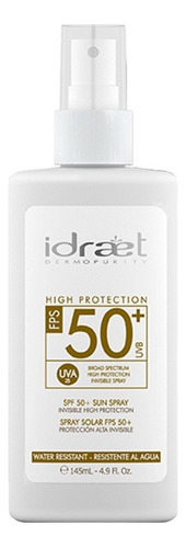 Protector Solar 50+ Idraet Spray Resiste Al Agua Invisible