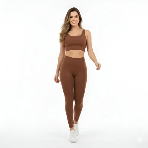 Conjunto Legging E Top Fitness Cintura Alta Roupa Academia