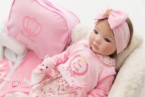 Imagem 4 de 8 de Bebê Reborn Cabelos Castanho 100% Silicone Original-meu Xodó