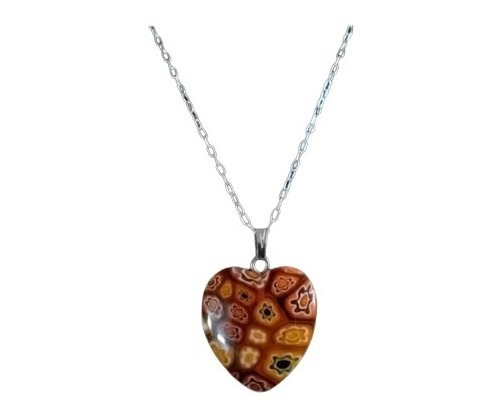 Colgante Corazón Cristal De Murano 2.3 X 2.0 Cm.cadena Plata