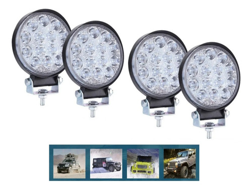 X4 Luces Foco Neblinero Led 27w 4x4 Auto Caminon Redondo