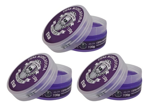 Cera Modeladora Captain Hair Uva 130g - Kit C/ 3un