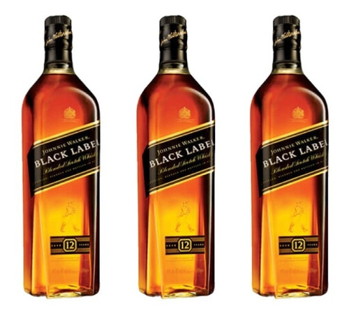 Whisky Johnnie Walker Black Label Botella 1 L Pack X 3