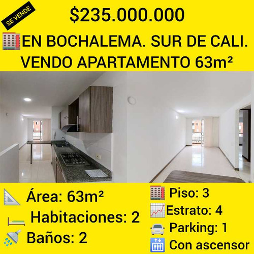 En Bochalema. Sur De Cali. Vendo Apartamento 63m²