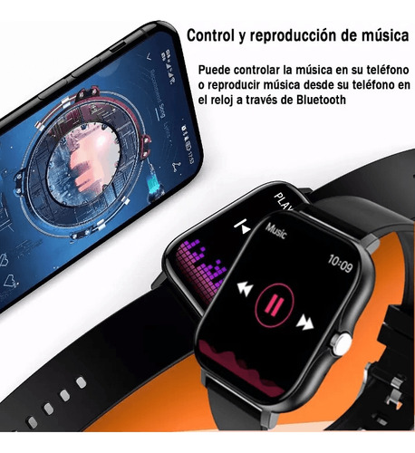 1.75'' Reloj Inteligente Mujeres Hombre Deportivo Llamada Bluetooth Color De La Correa Negro