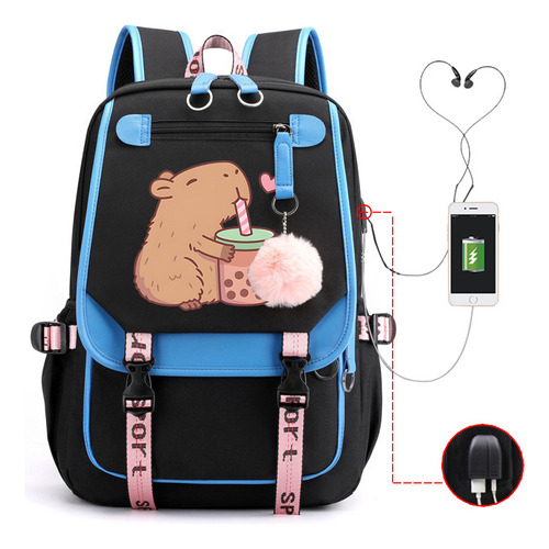 Mochila Escolar De Ocio Multifuncional Con Interfaz Usb Impr