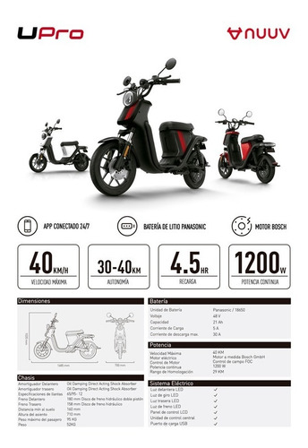 Imagen 15 de 15 de Moto Electrica Nuuv U Pro Motor Bosh Celdas Panasonic